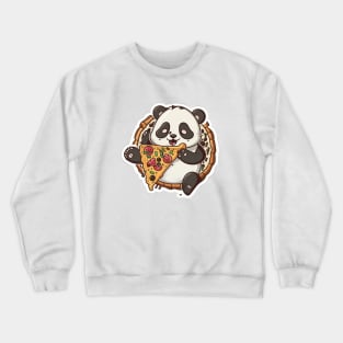 Cute Cartoon Panda Eating Pizza Funny Kawaii Crewneck Sweatshirt